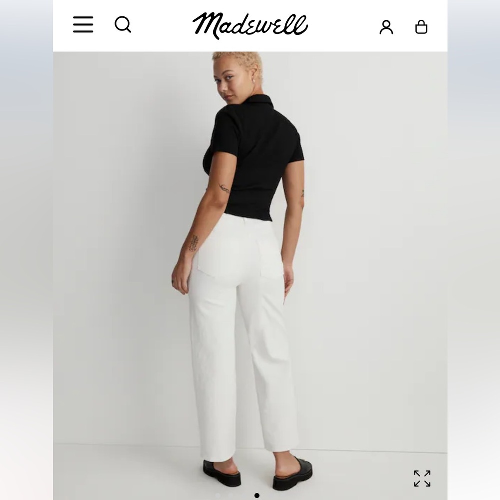 Madewell curvy perfect vintage wide leg crop white denim jeans. Size 25 - Picture 3 of 11